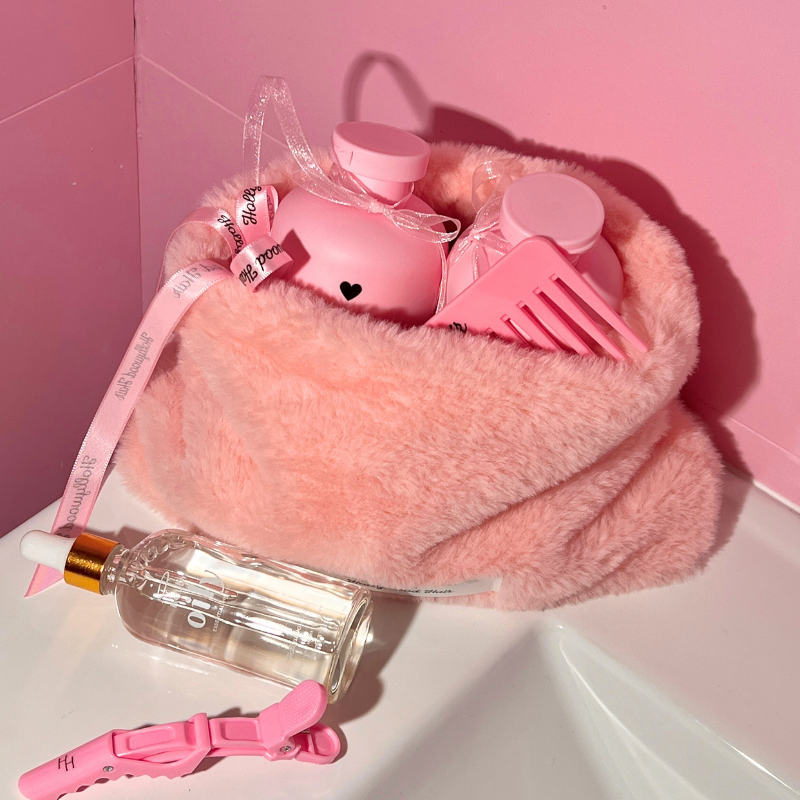 Large Plush Cosmetic Bag with Hollywood Hair LOGO